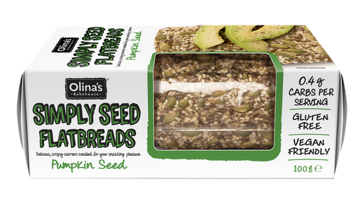 [13672] Olinas Bakehouse Flatbreads - GF Pumpkin Seeds X 10 X 100g