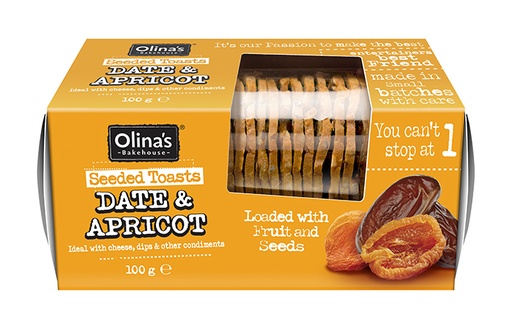 [13669] Olinas Bakehouse Seeded Toasts - Date and Apricot X 12 X 100g
