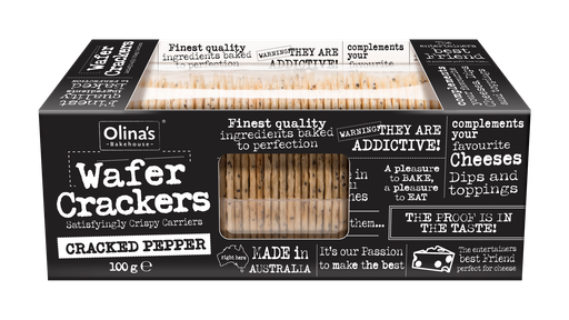 [13663] Olinas Bakehouse Wafer Crackers - Cracked Pepper X 12 X 100g