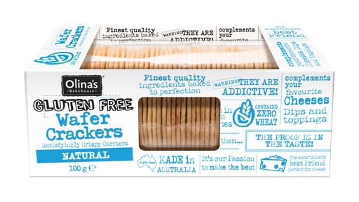 [13665] [SUPPLIER ISSUE] Olinas Bakehouse Wafer Crackers - GF Natural X 12 X 100g