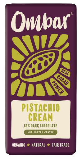 [11500] Ombar Organic Vegan Chocolate - MEDIUM Centres Pistachio X 10 X 70g