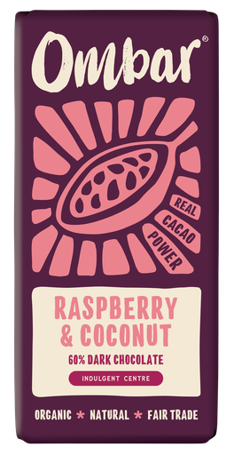 [11501] Ombar Organic Vegan Chocolate - Centres Raspberry & Coconut X 10 X 70g