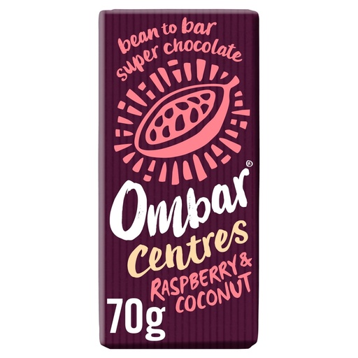 [11501] Ombar Organic Vegan Chocolate - Centres Raspberry & Coconut X 10 X 70g