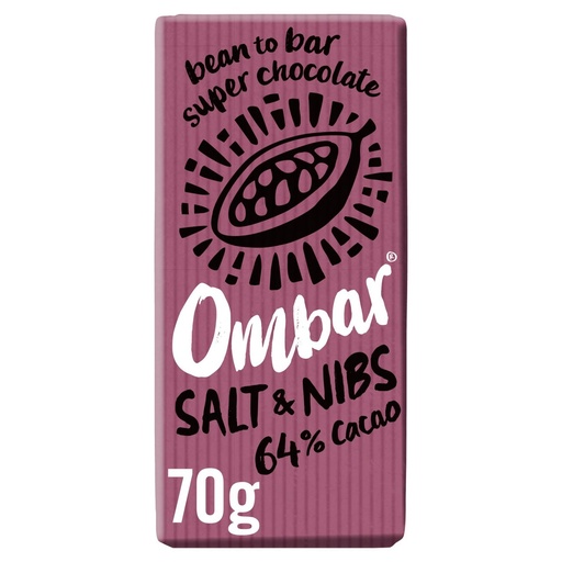 [11502] Ombar Organic Vegan Chocolate - Salt & Nibs X 10 X 70g