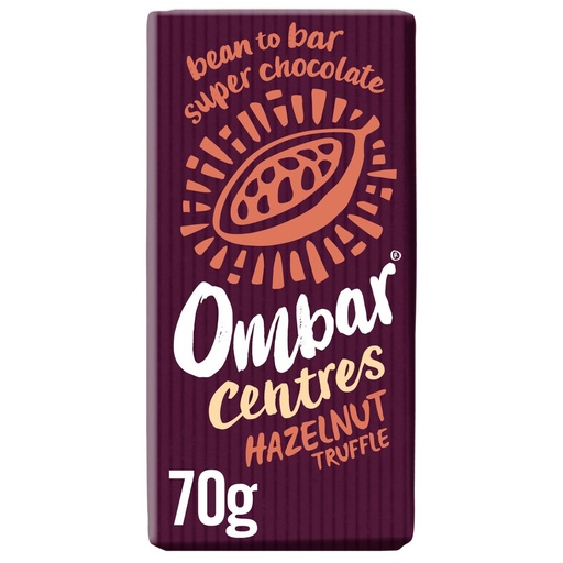 [11503] Ombar Organic Vegan Chocolate - Centres Hazelnut Truffle X 10 X 70g