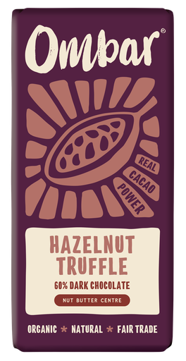 [11503] Ombar Organic Vegan Chocolate - MEDIUM Centres Hazelnut Truffle X 10 X 70g