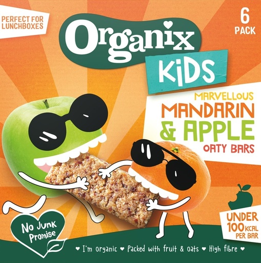 [11470] Organix Organic Kids Oaty Bars - KIDS Mandarin & Apple X 6 X (6x23g)