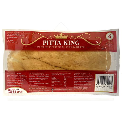 [10399] Pitta King Pitta Bread - Large White 6Pcs