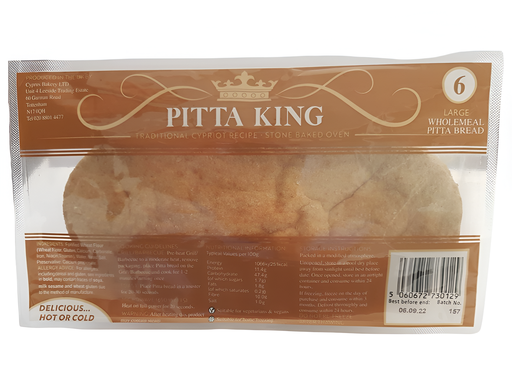 [10401] Pitta King Pitta Bread - Large Wholemeal 6Pcs