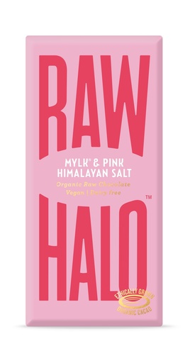 [13340] Raw Halo Organic Vegan Chocolate - Mylk and Pink Himalayan Salt X 10 X 70g