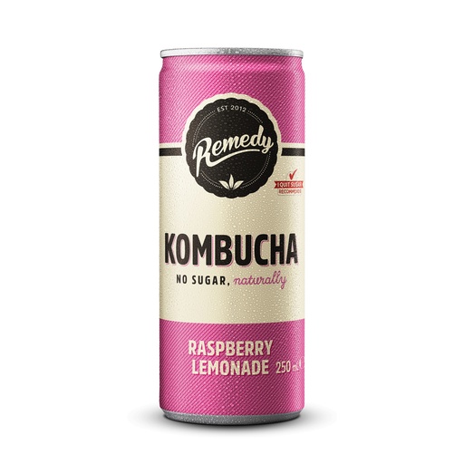 [5619] Remedy Kombucha Cans - CAN Raspberry Lemonade X 12 X 250ml
