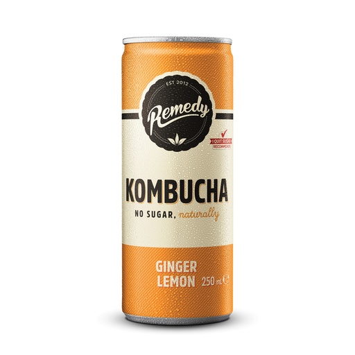 [5620] Remedy Kombucha Cans - CAN Ginger Lemon X 12 X 250ml