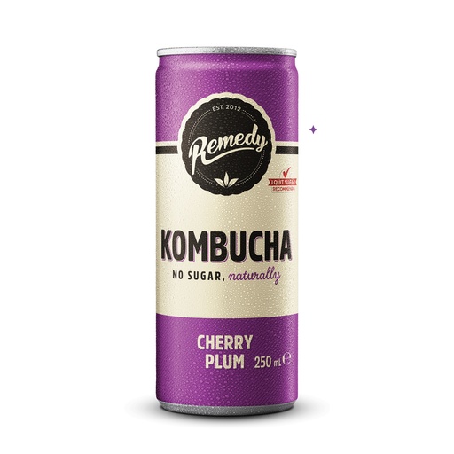 [5621] Remedy Kombucha Cans - CAN Cherry Plum X 12 X 250ml