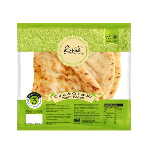 [10428] Riyas Original Recipe Naan - Long Life Garlic & Coriander 3pc