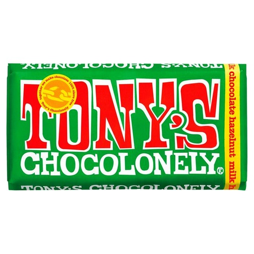 [6073] Tonys Chocolonely Chocolate - LARGE Milk Chocolate & Hazelnut X 15 X 180g