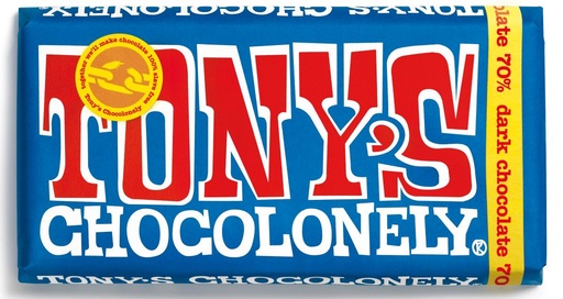 [6075] Tonys Chocolonely Chocolate - LARGE 70% Pure Dark Chocolate X 15 X 180g