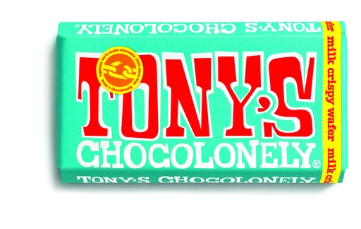 [9238] Tonys Chocolonely Chocolate - LARGE Milk Crispy Wafer X 15 X 180g