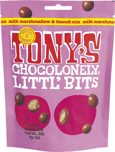 [11844] Tonys Chocolonely Littl Bits Mix - Milk Marshmallow & biscuit X 8 X 100g