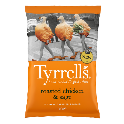 [14078] Tyrrells Potato Crisps - Roasted Chicken and Sage X 8 X 150g