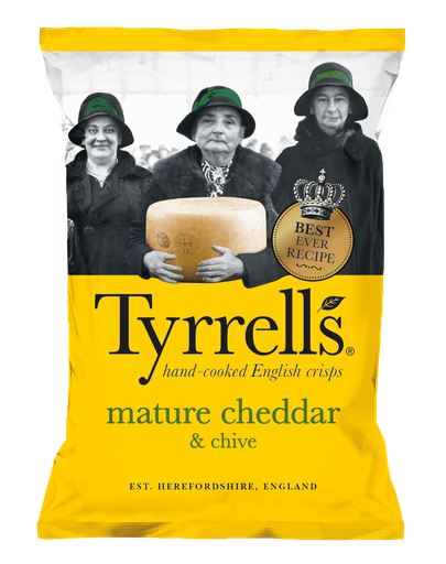 [4393] Tyrrells Potato Crisps - Mature Cheddar & Chive X 12 X 150g