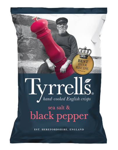 [4397] Tyrrells Potato Crisps - Sea Salt & Black Pepper X 12 X 150g