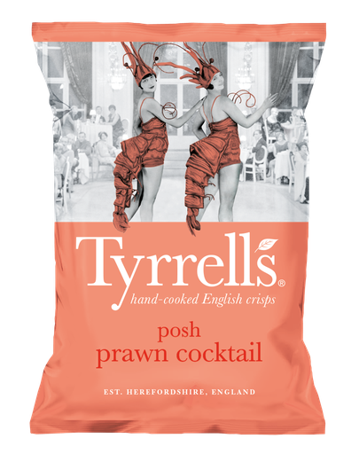 [7071] Tyrrells Potato Crisps - Posh Prawn Cocktail X 8 X 150g