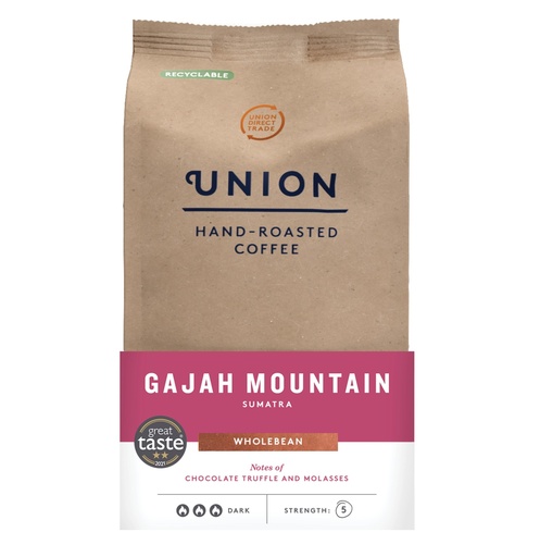[5314] Union Coffee - WHOLE BEAN Gajah Mountain Sumatra X 6 X 200g