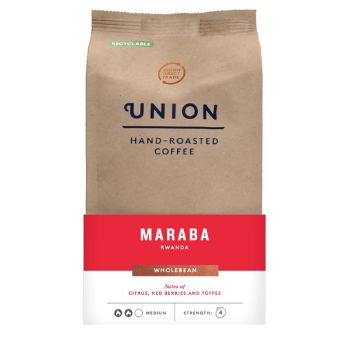 [5316] Union Coffee - WHOLE BEAN Maraba Rwanda X 4 X 200g
