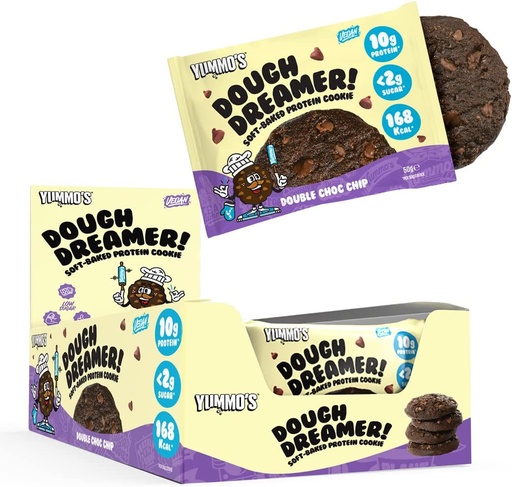 [11610] [PRODUCTION ISSUE] Yummos Vegan Protein Cookie - Double Choc Chip X 12 X 50g