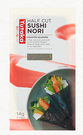 [12253] Yutaka Japanese Condiments - Seaweed Sushi Nori Half (10pc) X 10 X 14g