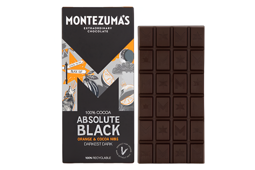 [14123] Montezumas Vegan Chocolate Bars - Absolute Black Orange Cocoa X 12 X 90g