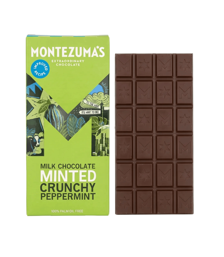 [14134] Montezumas Chocolate Bars - MILK 37% Minted Crunchy Peppermint X 12 X 90g