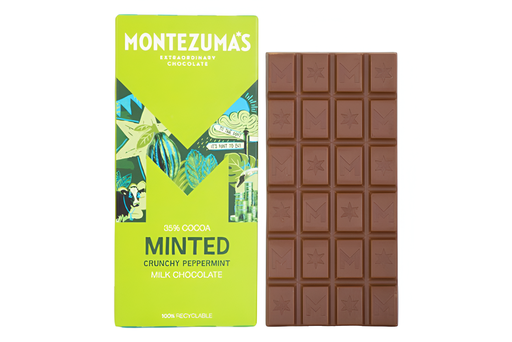 [14134] Montezumas Chocolate Bars - MILK 37% Minted X 12 X 90g