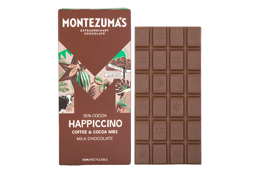 [14137] Montezumas Chocolate Bars - MILK 35% Happiccino X 12 X 90g
