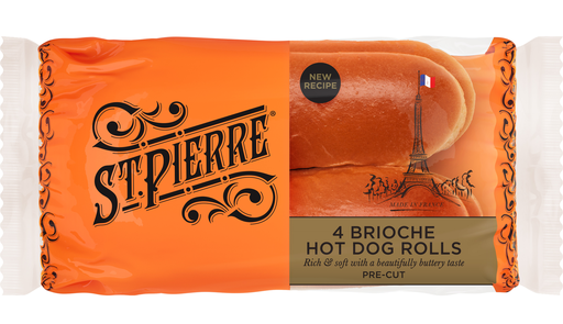 [14142] St Pierre Buns - Brioche Hot Dog Rolls 4pc 180g