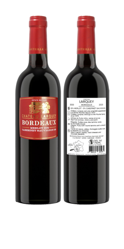 [14160] [25% OFF] [CLEARANCE]  Chateau Larquey Red Wine - Merlot Cabernet Bordeaux 2020 14% ABV X 6 X 750ml FRANCE