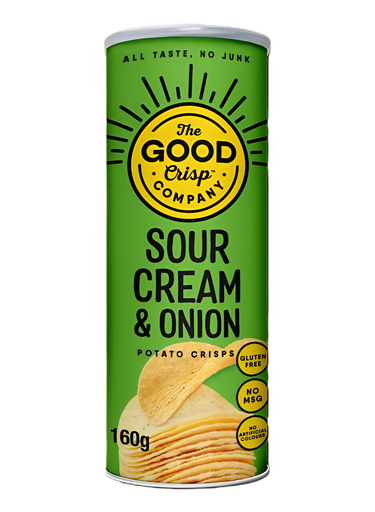 [14225] [20% OFF] The Good Crisp Company Crisps - LARGE Sour Cream and Onion X 8 X 160g