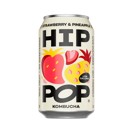 [14296] Hip Pop Kombucha - Strawberry and Pineapple X 12 X 330ml