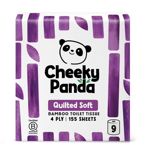 [14299] Cheeky Panda Bamboo Toilet Tissue - Quilted Soft 9 Rolls