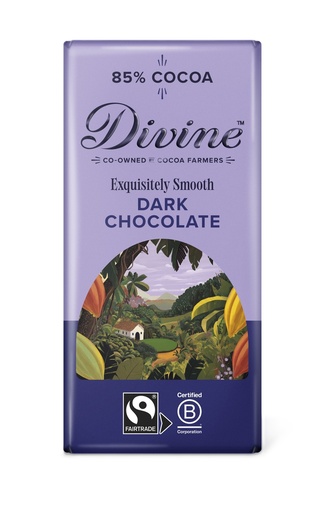[14449] Divine Chocolate Bars - DARK 85% Equisitely Smooth X 15 X 90g