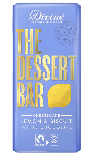 [14464] Divine Dessert Chocolate Bar - WHITE Lemon and Biscuit Cheesecake X 10 X 180g