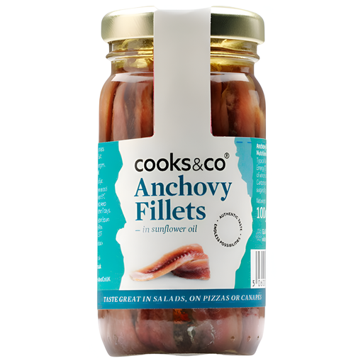 [14472] Cooks and Co Anchovy Jars - Fillets in Sunflower Oil X 6 X 100g