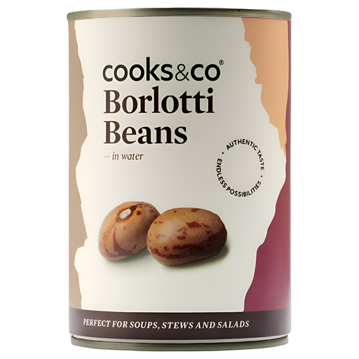 [14473] Cooks and Co Beans & Pulse Cans - Borlotti Beans X 12 X 400g