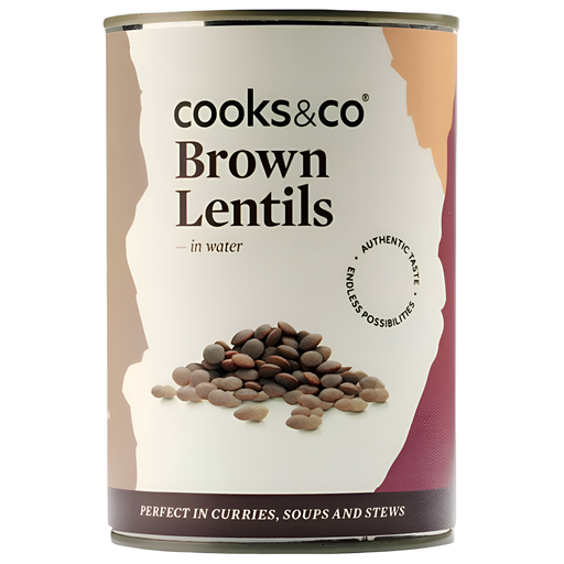 [14475] [PRODUCTION ISSUE] Cooks and Co Beans & Pulse Cans - Brown Lentils X 12 X 400g