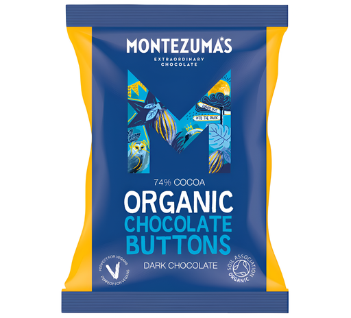 [14542] Montezumas Organic Vegan Chocolate - DARK 74% Chocolate Buttons X 8 X 120g