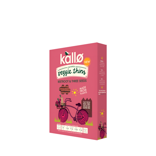 [14565] Kallo Vegan Veggie Crackers - GF Beetroot and Three Seeds Thins X 12 X 100g