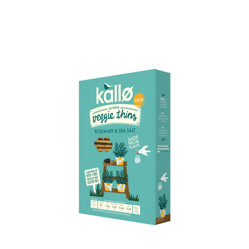 [14566] Kallo Vegan Veggie Crackers - GF Rosemary and Sea Salt Thins X 12 X 100g