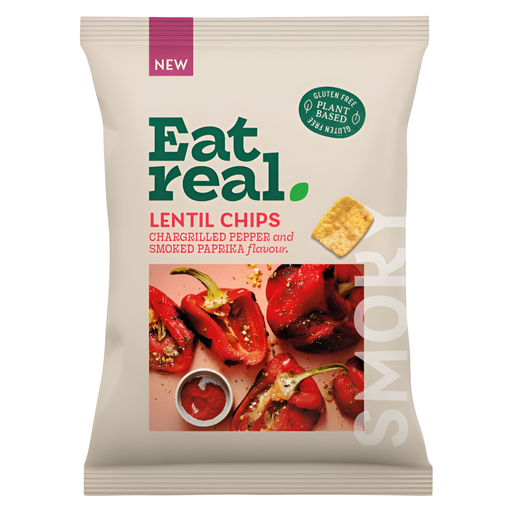 [14592] Eat Real Lentil Chips - Chargrilled Red Pepper X 10 X 95g