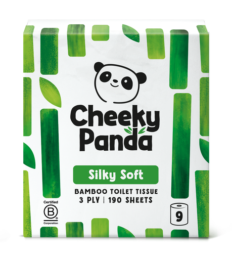 [14644] Cheeky Panda Bamboo Toilet Tissue - Silky Soft 9 Rolls