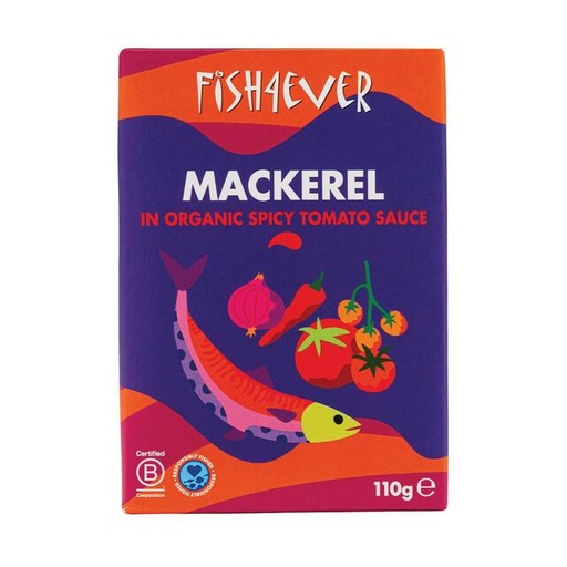 [14753] [15% OFF] Fish 4 Ever Organic Mackerel - Fillets in Spicy Tomato Sauce X 12 X 110g
